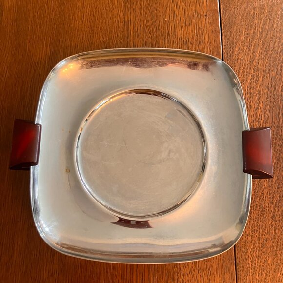 Mid Century Modern Metal and Bakelite Serve Ware Tray and Platter, - Picture 7 of 9